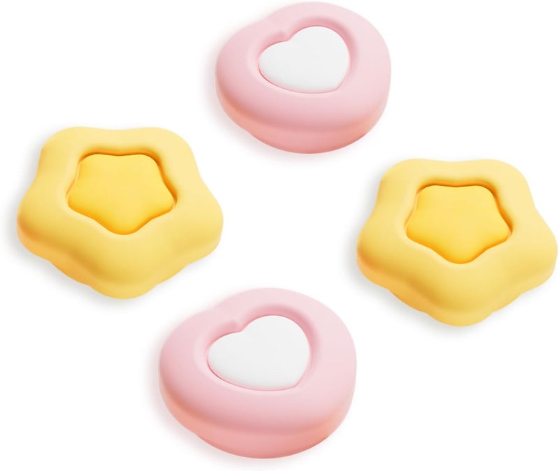GEEKSHARE 4pcs Thumb Grip Caps Compatible with Switch 2, Anti-Slip Silicone Thumb Grip Caps for Switch 2025（Cream Heart） - Image 1